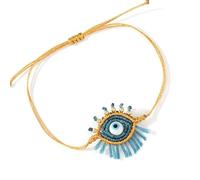 NONGYU White Glass Bead Eye Charm Adjustable for Couples Jewelry Dopamine Inspired Design Wristchain Adjustable String