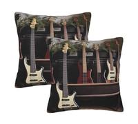 NONHAI 2PCS Decorative Throw Pillow Covers 16"x16" Square Pillowcases Covers Guitar Bass Music Instruments Pillowcases Modern Farmhouse Home Decor Sofa Cushions Covers for Couch Bed Living Room
