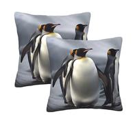NONHAI 2PCS Decorative Throw Pillow Covers 18"x18" Square Pillowcases Covers Funny Penguins Pillowcases Modern Farmhouse Home Decor Sofa Cushions Covers for Couch Bed Living Room