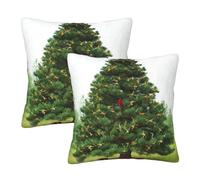 NONHAI 2PCS Decorative Throw Pillow Covers 20"x20" Square Pillowcases Covers Garlad Pine Tree Pillowcases Modern Farmhouse Home Decor Sofa Cushions Covers for Couch Bed Living Room