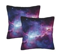 NONHAI 2PCS Decorative Throw Pillow Covers 20"x20" Square Pillowcases Covers Purple&Blue Galaxy Pillowcases Modern Farmhouse Home Decor Sofa Cushions Covers for Couch Bed Living Room