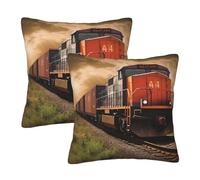 NONHAI 2PCS Decorative Throw Pillow Covers 22"x22" Square Pillowcases Covers Freight Train Pillowcases Modern Farmhouse Home Decor Sofa Cushions Covers for Couch Bed Living Room