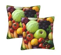 NONHAI 2PCS Decorative Throw Pillow Covers 22"x22" Square Pillowcases Covers Fresh Fruits and Vegetables Pillowcases Modern Farmhouse Home Decor Sofa Cushions Covers for Couch Bed Living Room