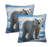 NONHAI 2PCS Decorative Throw Pillow Covers 22"x22" Square Pillowcases Covers Polar Bear Ice Pillowcases Modern Farmhouse Home Decor Sofa Cushions Covers for Couch Bed Living Room