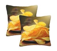 NONHAI 2PCS Decorative Throw Pillow Covers 22"x22" Square Pillowcases Covers Potato Chips Pillowcases Modern Farmhouse Home Decor Sofa Cushions Covers for Couch Bed Living Room