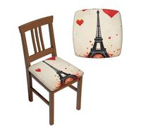 NONHAI 2PCS Dining Chair Seat Covers Set Eiffel Tower Heart Airplane Pattern Stretch Removable Chairs Covers Washable Seat Cushion Slipcovers Protector for Dining Room Kitchen Chairs