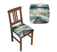 NONHAI 2PCS Dining Chair Seat Covers Set Sea on the Boards Stretch Removable Chairs Covers Washable Seat Cushion Slipcovers Protector for Dining Room Kitchen Chairs