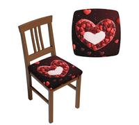 NONHAI 2PCS Dining Chair Seat Covers Set Valentine's Day in the Heart Stretch Removable Chairs Covers Washable Seat Cushion Slipcovers Protector for Dining Room Kitchen Chairs