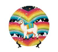 NONHAI 6in Bone China Decorative Plate with Display Ceramic Ornament Plates Camel and rainbow Dinner Plate Crafts Decorative Porcelain Plates for Home Office Club Decor