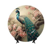 NONHAI 6in Bone China Decorative Plate with Display Ceramic Ornament Plates Oriental Peacock Dinner Plate Crafts Decorative PorcelainPlates for Home Office Club Decor