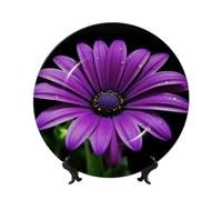 NONHAI 6in Bone China Decorative Plate with Display Ceramic Ornament Plates Purple Daisy Dinner Plate Crafts Decorative Porcelain Plates for Home Office Club Decor