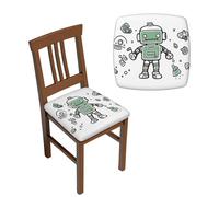 NONHAI 6PCS Dining Chair Seat Covers Set Line Robot Stretch Removable Chairs Covers Washable Seat Cushion Slipcovers Protector for Dining Room Kitchen Chairs