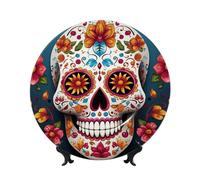 NONHAI 7in Bone China Decorative Plate with Display Ceramic Ornament Plates Colorful Sugar Skull Dinner Plate Crafts Decorative PorcelainPlates for Home Office Club Decor