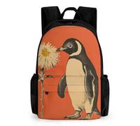 NONHAI A Flower And Penguin Travel Backpack for Women Men Carry On Backpack Lightweight 15.6inch Laptop Backpack