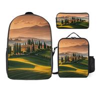 NONHAI Backpack Set for Women Men Italy Tuscan Laptop Backpack Lunch Bag Pencil Case Travel Backpack, Style, One Size, Style, One Size