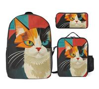 NONHAI Backpack Set for Women Men Mid-Century Modern Art Cat Laptop Backpack Lunch Bag Pencil Case Travel Backpack, Style, One Size, Style, One Size
