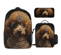 NONHAI Backpack Set for Women Men Poodle Puppy Laptop Backpack Lunch Bag Pencil Case Travel Backpack, Style, One Size, Style, One Size