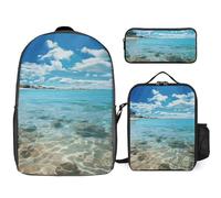 NONHAI Backpack Set for Women Men Scenic Sea Water Laptop Backpack Lunch Bag Pencil Case Travel Backpack, Style, One Size, Style, One Size