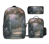 NONHAI Backpack Set for Women Men Secret Garden Laptop Backpack Lunch Bag Pencil Case Travel Backpack, Style, One Size, Style, One Size