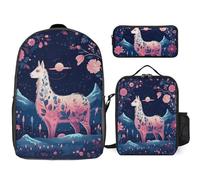NONHAI Backpack Set for Women Men Starry Night Alpaca Laptop Backpack Lunch Bag Pencil Case Travel Backpack, Style, One Size, Style, One Size