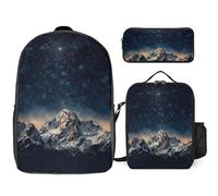 NONHAI Backpack Set for Women Men Starry Night The Mountains Laptop Backpack Lunch Bag Pencil Case Travel Backpack, Style, One Size, Style, One Size
