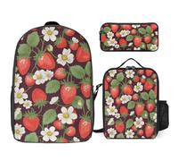 NONHAI Backpack Set for Women Men Strawberry Laptop Backpack Lunch Bag Pencil Case Travel Backpack, Style, One Size, Style, One Size