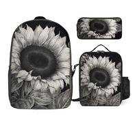 NONHAI Backpack Set for Women Men Sunflower Black Grey Laptop Backpack Lunch Bag Pencil Case Travel Backpack, Style, One Size, Style, One Size