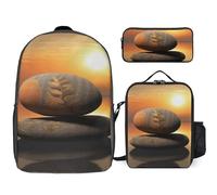 NONHAI Backpack Set for Women Men Sunrise Landscape Zen Stone Laptop Backpack Lunch Bag Pencil Case Travel Backpack, Style, One Size, Style, One Size