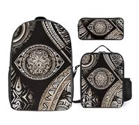 NONHAI Backpack Set for Women Men Western Pacific Traditional Laptop Backpack Lunch Bag Pencil Case Travel Backpack, Style, One Size, Style, One Size