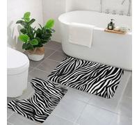 NONHAI Bathroom Rugs Sets 2 Piece Non Slip Bath Mat for Bathroom Soft Absorbent Bath Rugs Zebra Print Floor Mat Washable Shower Rugs for Bathroom Floor, Tub and Shower