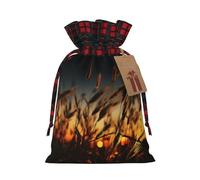NONHAI Christmas Drawstring Gift Bags Night brown wheat Xmas Wrapping Sacks Buffalo Plaid Goodie Bag Burlap Treat Bag Gift Wrapping Storage Sack for Xmas Presents Party Favor Pouch Small