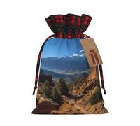 NONHAI Christmas Drawstring Gift Bags Pikes Peak Colorado Xmas Wrapping Sacks Buffalo Plaid Goodie Bag Burlap Treat Bag Gift Wrapping Storage Sack for Xmas Presents Party Favor Pouch Small
