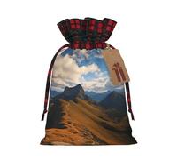 NONHAI Christmas Drawstring Gift Bags Pinnacle Peak Xmas Wrapping Sacks Buffalo Plaid Goodie Bag Burlap Treat Bag Gift Wrapping Storage Sack for Xmas Presents Party Favor Pouch Small