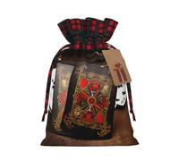 NONHAI Christmas Drawstring Gift Bags Playing cards Xmas Wrapping Sacks Buffalo Plaid Goodie Bag Burlap Treat Bag Gift Wrapping Storage Sack for Xmas Presents Party Favor Pouch Medium
