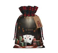 NONHAI Christmas Drawstring Gift Bags Poker Tournament Xmas Wrapping Sacks Buffalo Plaid Goodie Bag Burlap Treat Bag Gift Wrapping Storage Sack for Xmas Presents Party Favor Pouch Small