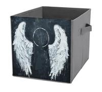 NONHAI Collapsible Storage Bins with Dual Handles Fabric Storage Basket Foldable Cubes Organizer Baskets White Angel Wings Storage Boxes for Organizing Clothing Cube Storage Organizer Bins