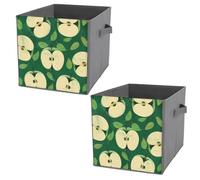 NONHAI Collapsible Storage Bins with Dual Handles Fabric Storage Basket Foldable Cubes Organizer Baskets Green Fruit Slices Storage Boxes for Organizing Clothing Cube Storage Organizer Bins
