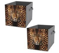 NONHAI Collapsible Storage Bins with Dual Handles Fabric Storage Basket Foldable Cubes Organizer Baskets Depict A Leopard Storage Boxes for Organizing Clothing Cube Storage Organizer Bins