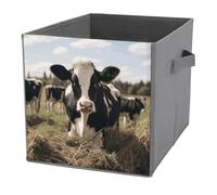 NONHAI Collapsible Storage Bins with Dual Handles Fabric Storage Basket Foldable Cubes Organizer Baskets Cute Cows Storage Boxes for Organizing Clothing Cube Storage Organizer Bins