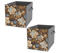 NONHAI Collapsible Storage Bins with Dual Handles Fabric Storage Basket Foldable Cubes Organizer Baskets Hand Drawn Flowers Storage Boxes for Organizing Clothing Cube Storage Organizer Bins