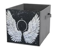 NONHAI Collapsible Storage Bins with Dual Handles Fabric Storage Basket Foldable Cubes Organizer Baskets White Wings with Halo Storage Boxes for Organizing Clothing Cube Storage Organizer Bins