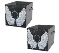 NONHAI Collapsible Storage Bins with Dual Handles Fabric Storage Basket Foldable Cubes Organizer Baskets White Wings with Halo Storage Boxes for Organizing Clothing Cube Storage Organizer Bins