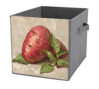 NONHAI Collapsible Storage Bins with Dual Handles Fabric Storage Basket Foldable Cubes Organizer Baskets Bright Red Sweet Potato Storage Boxes for Organizing Clothing Cube Storage Organizer Bins