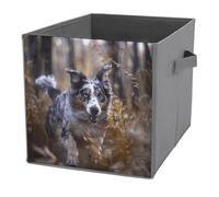 NONHAI Collapsible Storage Bins with Dual Handles Fabric Storage Basket Foldable Cubes Organizer Baskets Running Little Dog Storage Boxes for Organizing Clothing Cube Storage Organizer Bins
