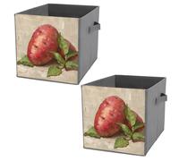 NONHAI Collapsible Storage Bins with Dual Handles Fabric Storage Basket Foldable Cubes Organizer Baskets Bright Red Sweet Potato Storage Boxes for Organizing Clothing Cube Storage Organizer Bins