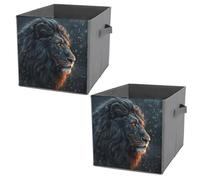 NONHAI Collapsible Storage Bins with Dual Handles Fabric Storage Basket Foldable Cubes Organizer Baskets Beautiful Lion Pictures Storage Boxes for Organizing Clothing Cube Storage Organizer Bins