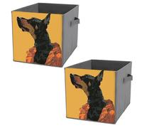 NONHAI Collapsible Storage Bins with Dual Handles Fabric Storage Basket Foldable Cubes Organizer Baskets Anime Dog Art Storage Boxes for Organizing Clothing Cube Storage Organizer Bins
