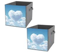 NONHAI Collapsible Storage Bins with Dual Handles Fabric Storage Basket Foldable Cubes Organizer Baskets A Floating Heart Storage Boxes for Organizing Clothing Cube Storage Organizer Bins