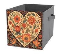 NONHAI Collapsible Storage Bins with Dual Handles Fabric Storage Basket Foldable Cubes Organizer Baskets Leaf Heart Shape Storage Boxes for Organizing Clothing Cube Storage Organizer Bins