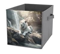 NONHAI Collapsible Storage Bins with Dual Handles Fabric Storage Basket Foldable Cubes Organizer Baskets Lion on Rock Storage Boxes for Organizing Clothing Cube Storage Organizer Bins